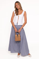 Laurita Maxi Skirt - Navy Gingham