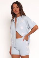 Lela Knitted Shorts - Light Blue Stars