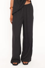 Lexi Elastic Waist Pant - Black Polkadot