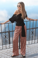 Lexi Elastic Waist Pant - Red Geometric