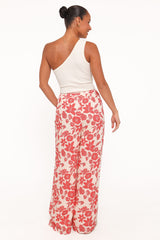 Lira Tie Waist Pant - Red Floral