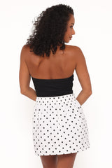 Luna Mini Skirt - White Polka Dot