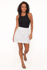 Luna Mini Skirt - White Polka Dot