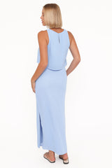 Madison Linen Column Skirt - Blue