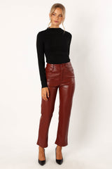 Maverick Vegan Leather Pants - Merlot