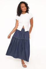 Meadow Midi Denim Skirt - Dark Wash