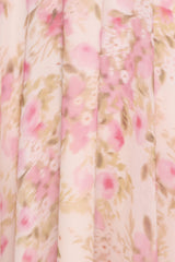 Mena Pleated Maxi Skirt - Blurred Pink Floral