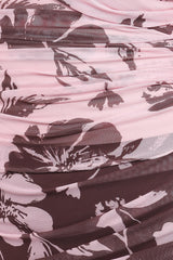 Navida Mesh Midi Skirt - Pink Brown Floral