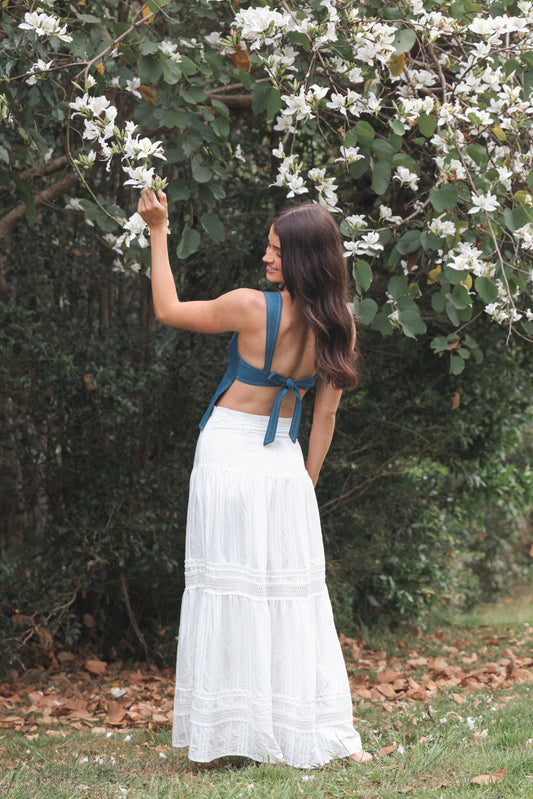 Peony Maxi Skirt - White