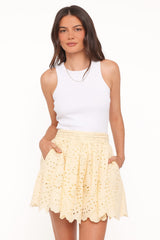 Regina Eyelet Flowy Short - Butter Yellow