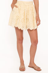 Regina Eyelet Flowy Short - Butter Yellow