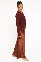 Riley Stretch Velvet Pant - Chocolate