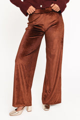 Riley Stretch Velvet Pant - Chocolate