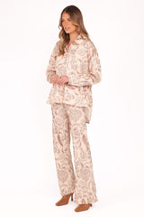 Rosalie Satin Pant - Brown Paisley