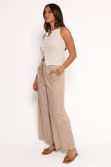 Sadie Wide Leg Pant - Oatmeal