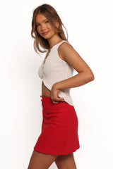Sonni Linen Mini Skirt - Red
