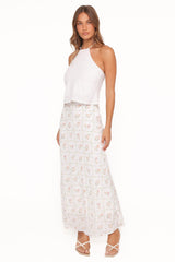 Steele Bias Maxi Skirt - White Vintage Floral