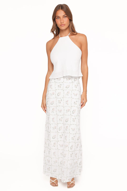 Steele Bias Maxi Skirt - White Vintage Floral