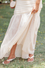 Susan Mesh Drop Waist Skirt - Yellow