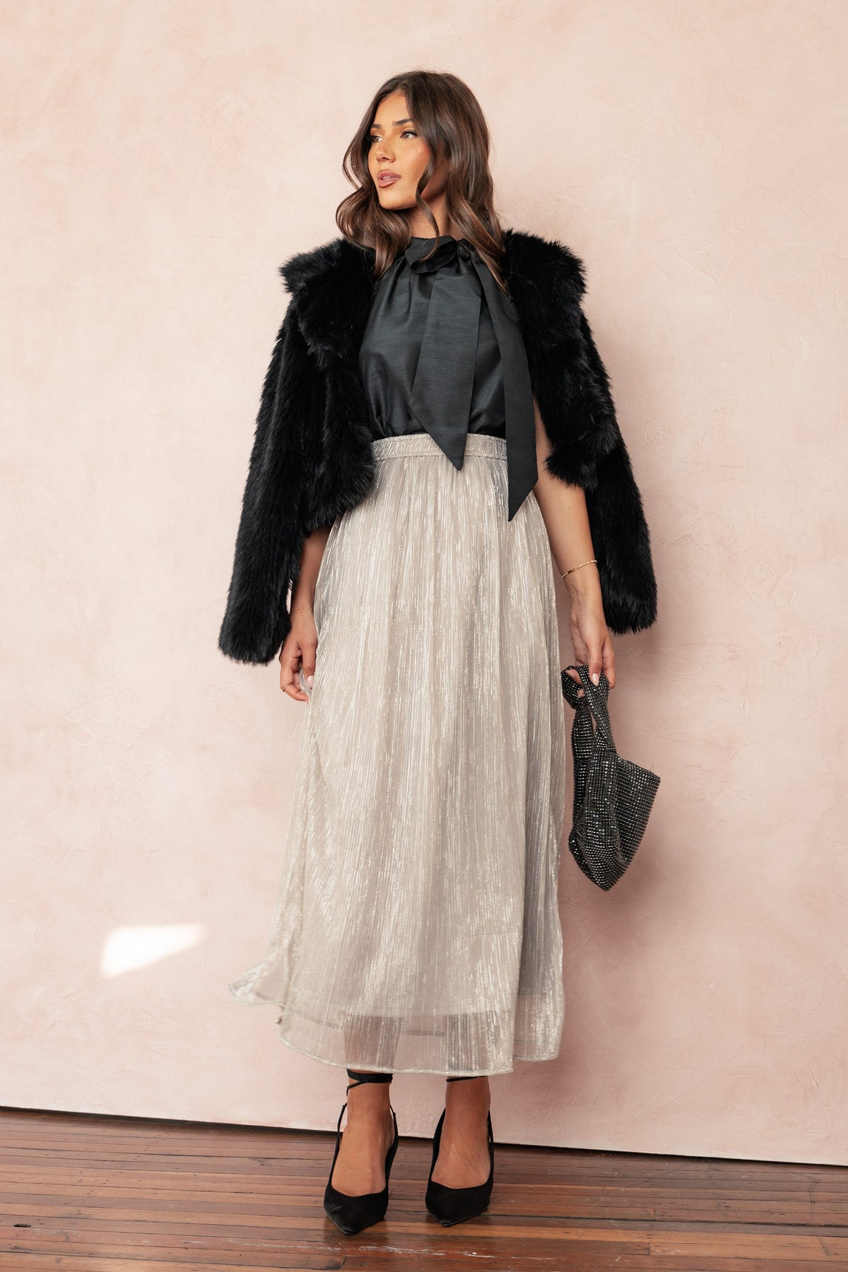 Tricia Maxi Skirt - Silver