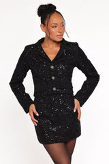 Valentina Tweed Sequins Mini Skirt - Black