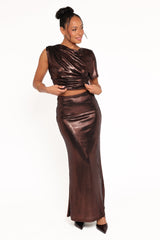 Velman Metallic Maxi Skirt - Bronze