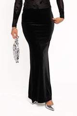 Velman Velvet Maxi Skirt - Black