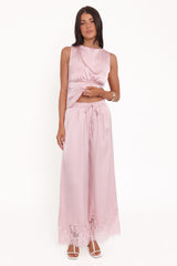 Viola Drawstring Wide Leg Pant - Pale Pink