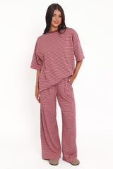 Wilda Knit Pant - Pink Red Stripe