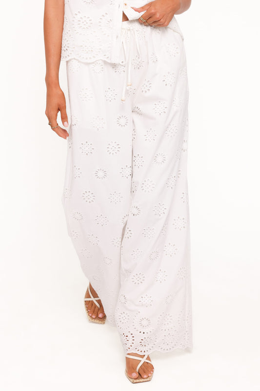 Wren Pant - White Broderie
