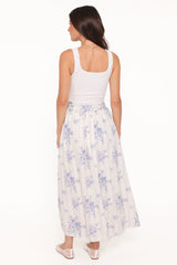 Xander Tie Waist Midi Skirt - Lilac Floral