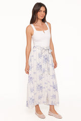 Xander Tie Waist Midi Skirt - Lilac Floral