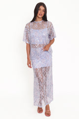 Yonder Sheer Panel Lace Maxi Skirt - Purple