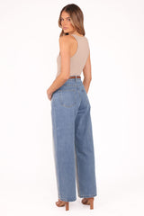 Yuri Wide Leg Jeans - Two Tone Blue