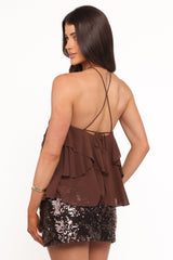 Zinnia Sequin Mini Skirt - Brown