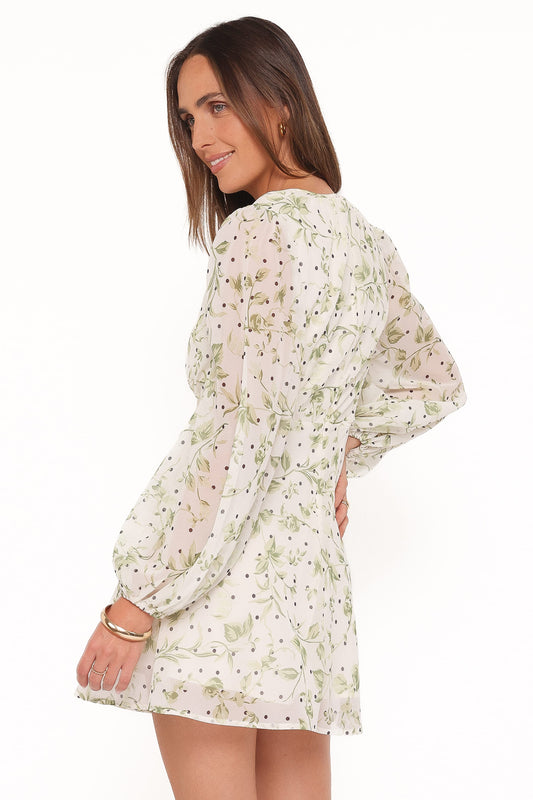 Aimee Mini Dress - Green Leaf