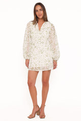 Aimee Mini Dress - Green Leaf