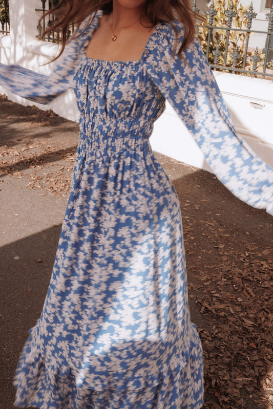 Aine Midi Dress - Blue Floral