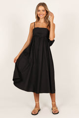 Alice Bow Back Midi Dress - Black