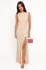 Alima Sleeveless Maxi Dress - Yellow Floral