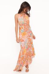 Alkira Maxi Dress - Orange Summer Garden