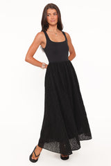 Alva Midi Dress - Black Broderie