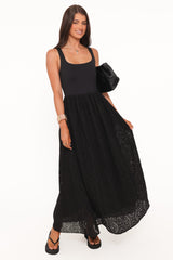 Alva Midi Dress - Black Broderie