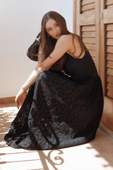 Alva Midi Dress - Black Broderie
