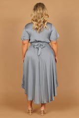 Amanda Hi Lo Tie Front Dress - Blue