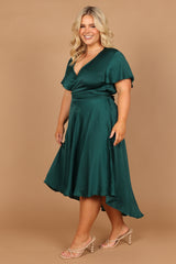 Amanda Hi Lo Tie Front Dress - Emerald