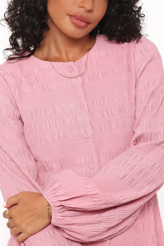 Amaya Long Sleeve Mini Dress - Pink