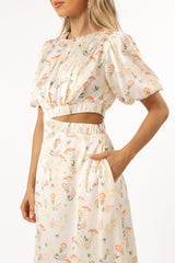 Aminah Puff Sleeve Dress - Yellow Floral