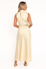 Anabelle Halter Neck Lace Maxi Dress - Butter Yellow