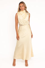 Anabelle Halter Neck Lace Maxi Dress - Butter Yellow